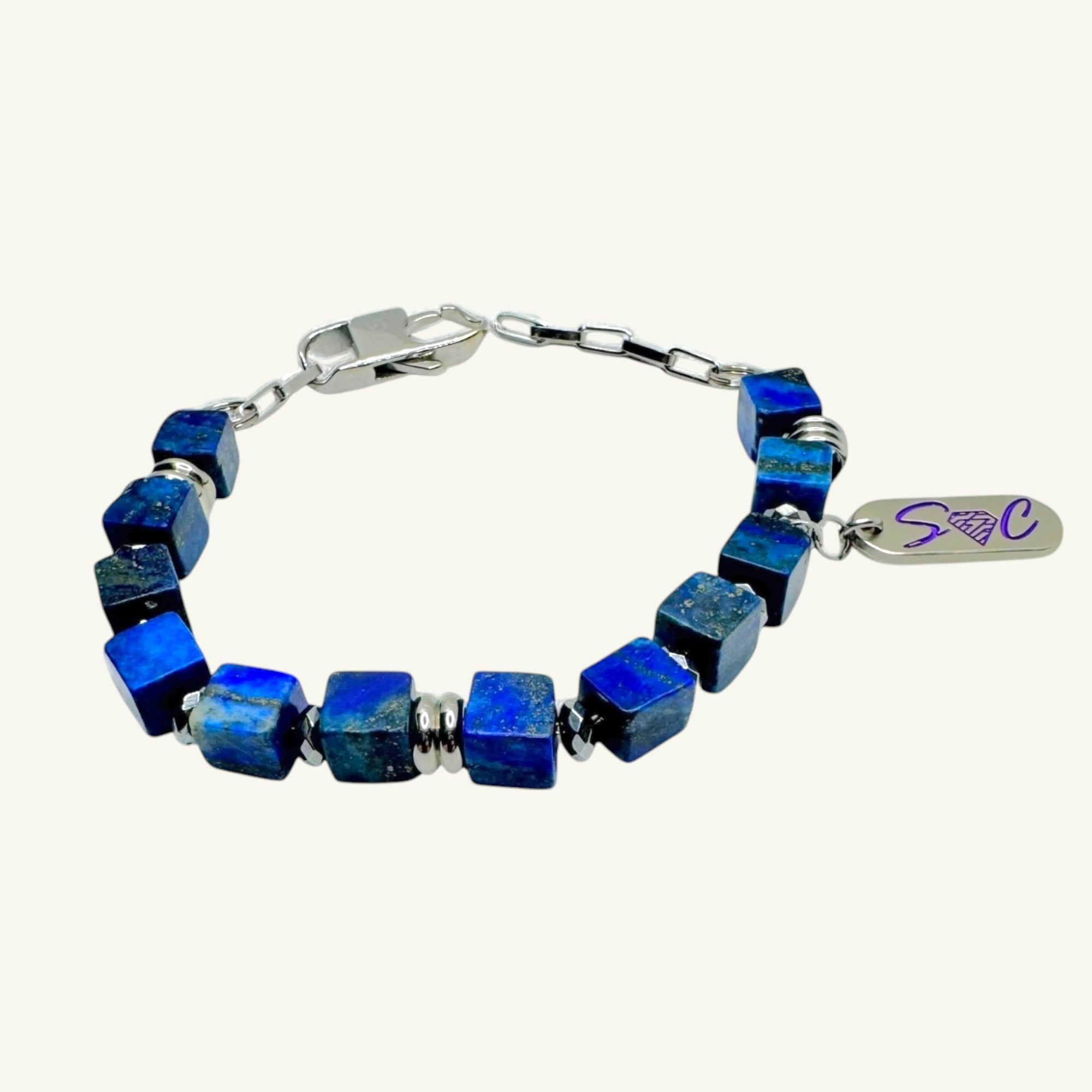 Bracciale cubi di lapislazzuli Sharifa Crystals
