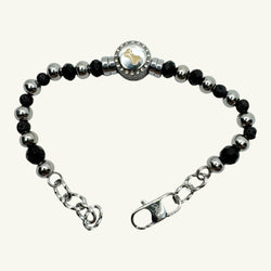 Bracciale onice con charm rosa Sharifa Crystals