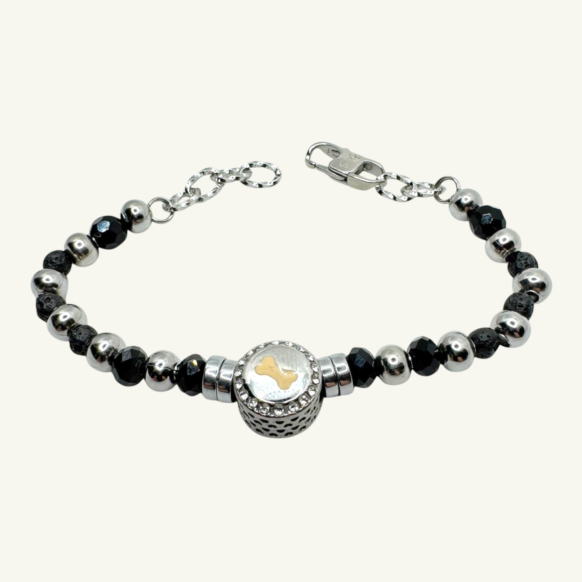 Bracciale onice con charm rosa Sharifa Crystals
