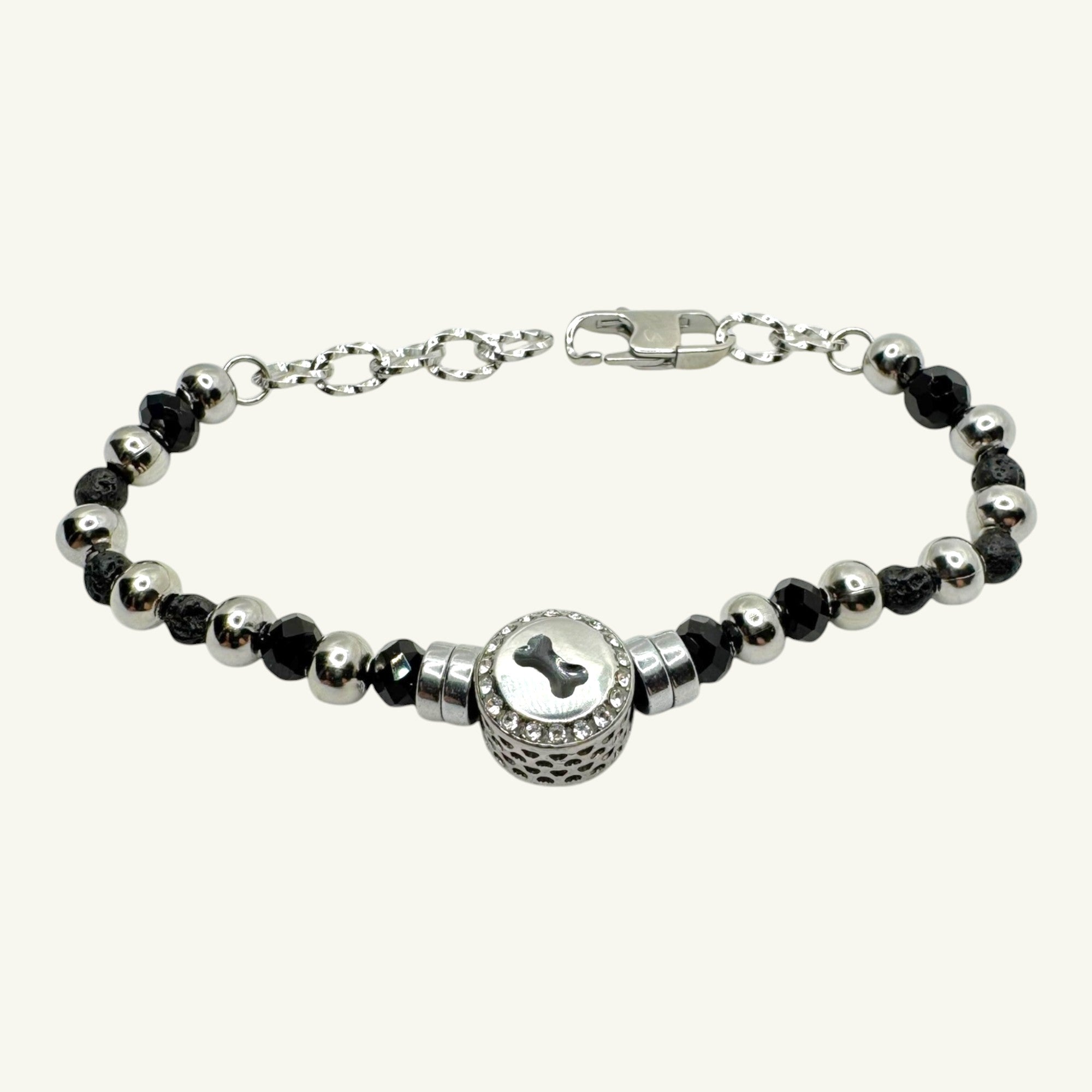 Bracciale onice con charm nero Sharifa Crystals