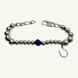 Bracciale lapislazzuli sfaccettato con charm ferro di cavallo Sharifa Crystals