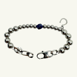 Bracciale lapislazzuli sfaccettato con charm ferro di cavallo Sharifa Crystals