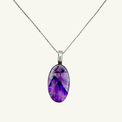 Collana ametista ovale 24x14 mm Sharifa Crystals