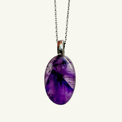 Collana ametista ovale 24x14 mm Sharifa Crystals