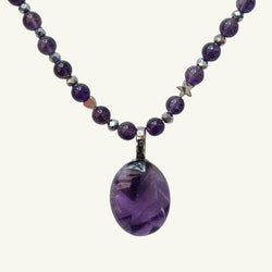 Collana ametista ovale 25x20 mm Sharifa Crystals