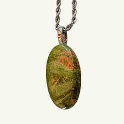 Collana unakite 35x22 mm Sharifa Crystals