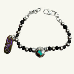 Bracciale onice con charm verde acqua Sharifa Crystals