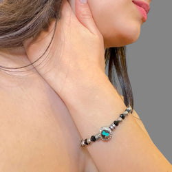 Bracciale onice con charm verde acqua Sharifa Crystals