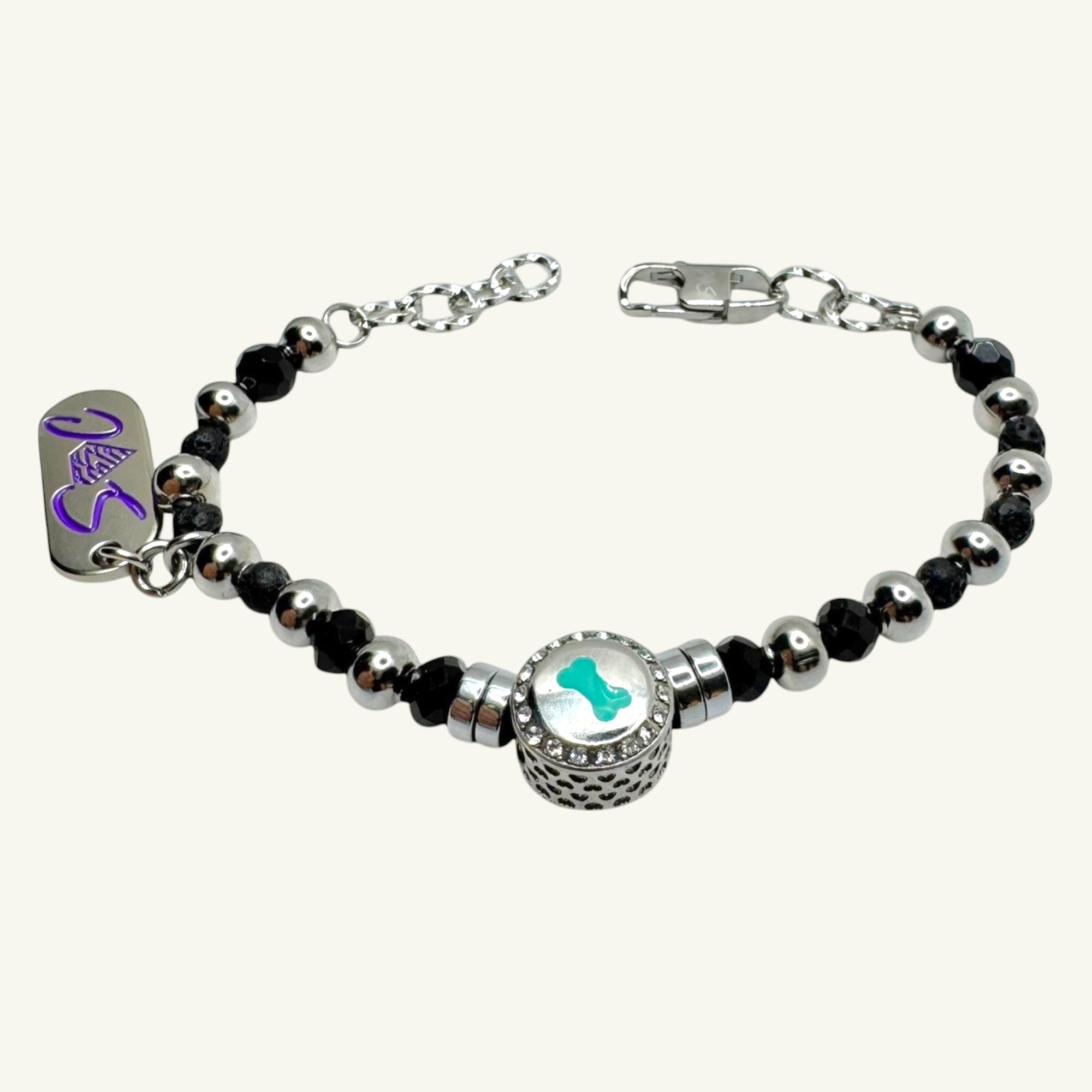 Bracciale onice con charm verde acqua Sharifa Crystals