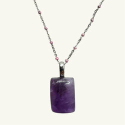 Collana ametista rettangolo 24x16 mm Sharifa Crystals