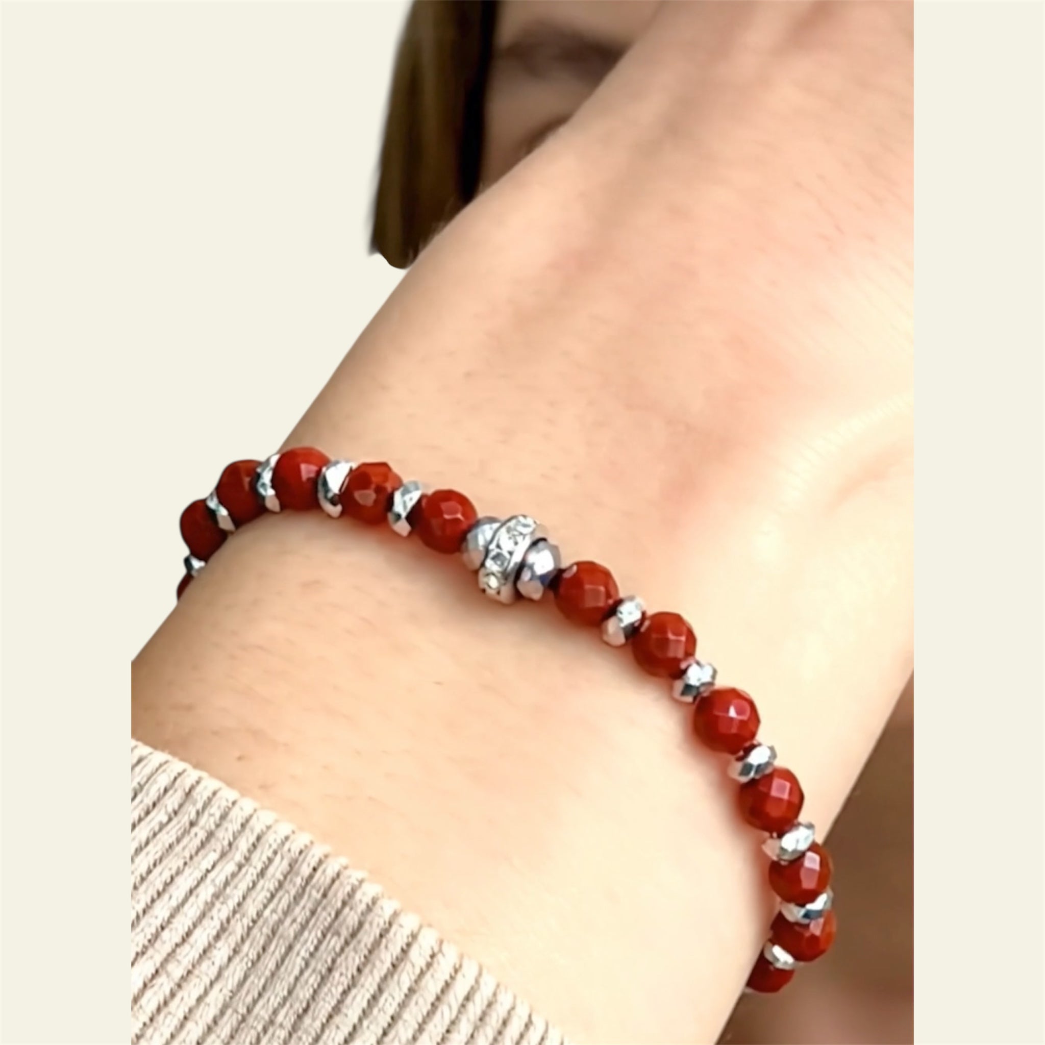 bracciale diaspro rosso sfaccettato sharifacrystals