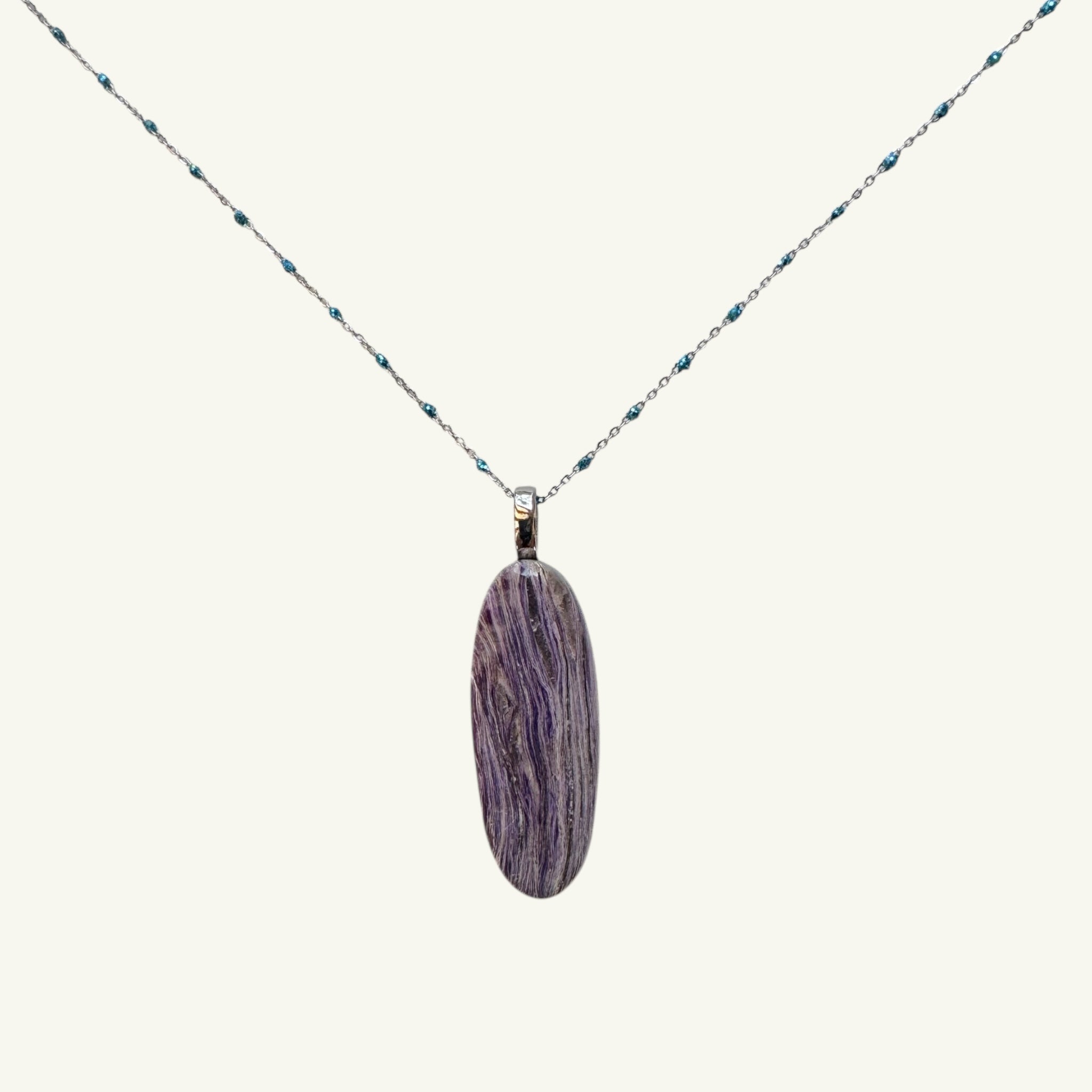 Collana charoite 46x18 mm Sharifa Crystals