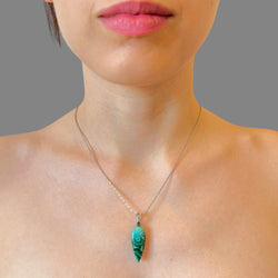 Collana crisocolla malachite goccia 28x10 mm Sharifa Crystals