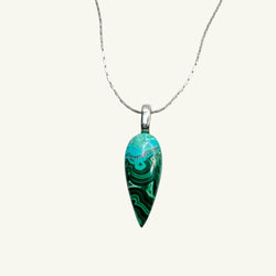 Collana crisocolla malachite goccia 28x10 mm Sharifa Crystals