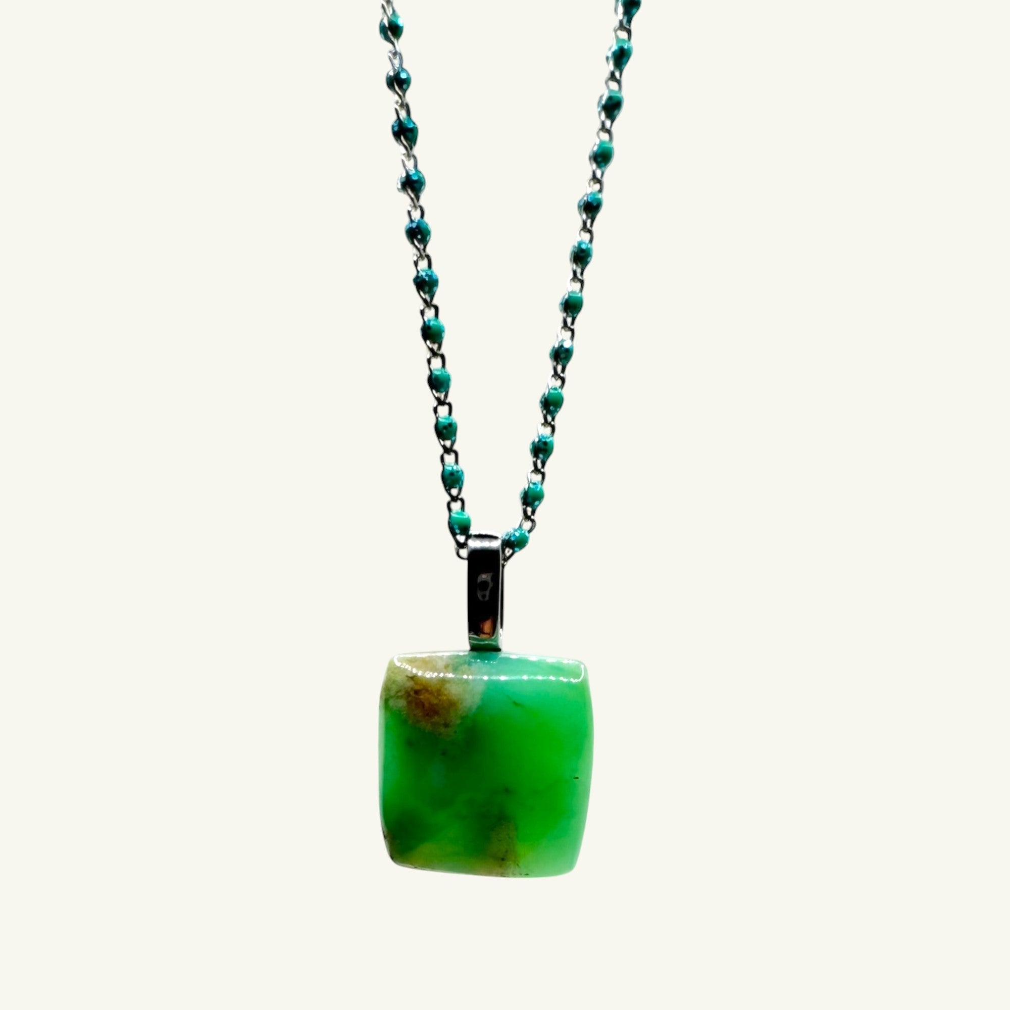 Collana crisoprasio 20x20 mm Sharifa Crystals