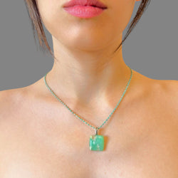 Collana crisoprasio 20x20 mm Sharifa Crystals