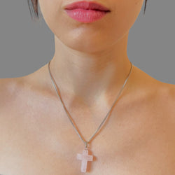 Collana croce quarzo rosa Sharifa Crystals