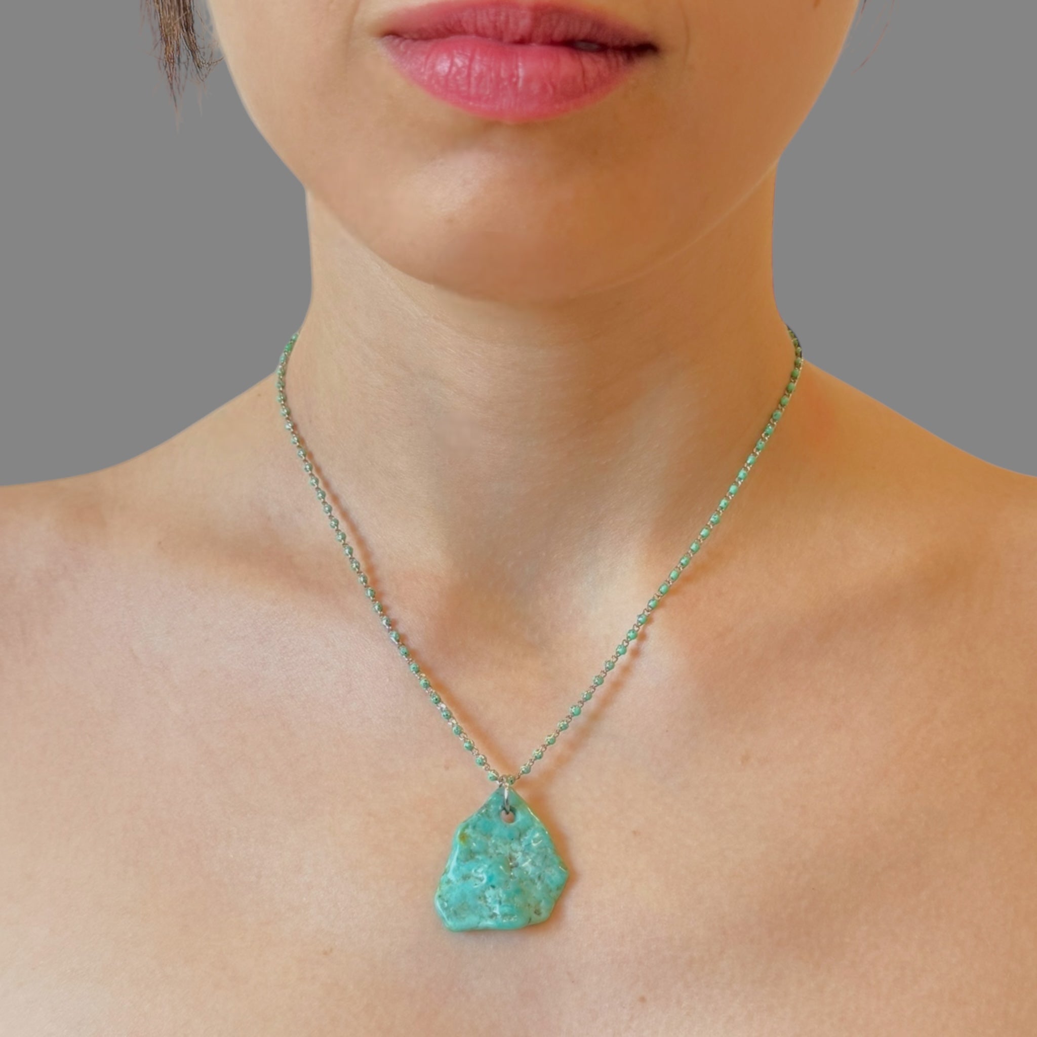 Collana turchese 30x22 mm Sharifa Crystals