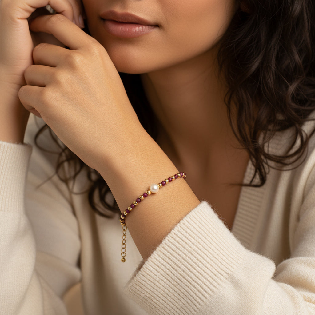 Bracciale radice di rubino Sharifa Crystals