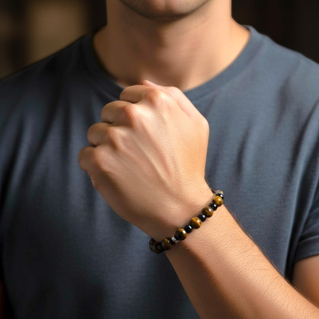 Bracciale in Occhio di Tigre e Onice Sfaccettato Sharifa Crystals