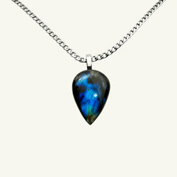 Collana labradorite goccia 28x20mm Sharifa Crystals