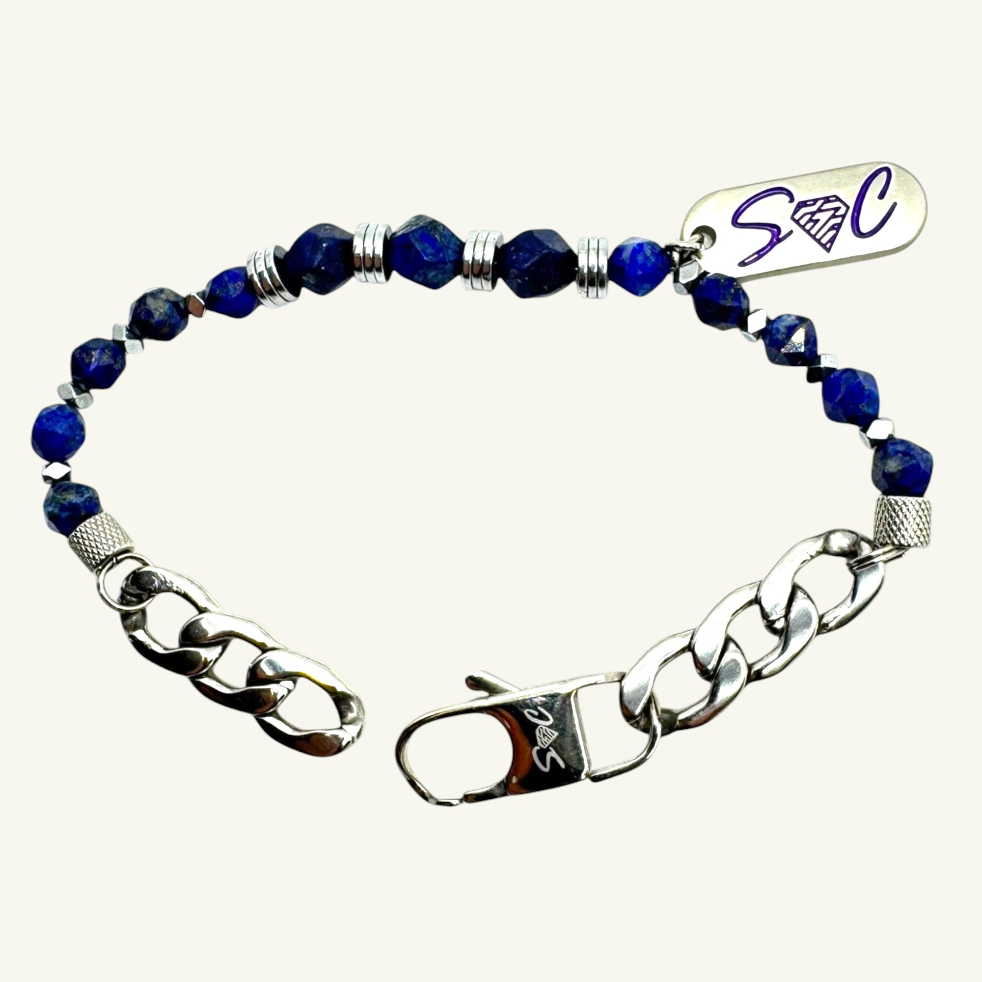 Bracciale lapislazzuli sfaccettato 8x8 Sharifa Crystals