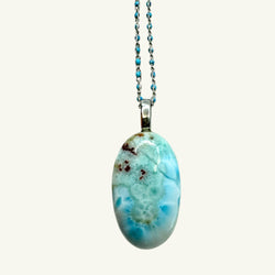 Collana larimar ovale 30x19 mm Sharifa Crystals