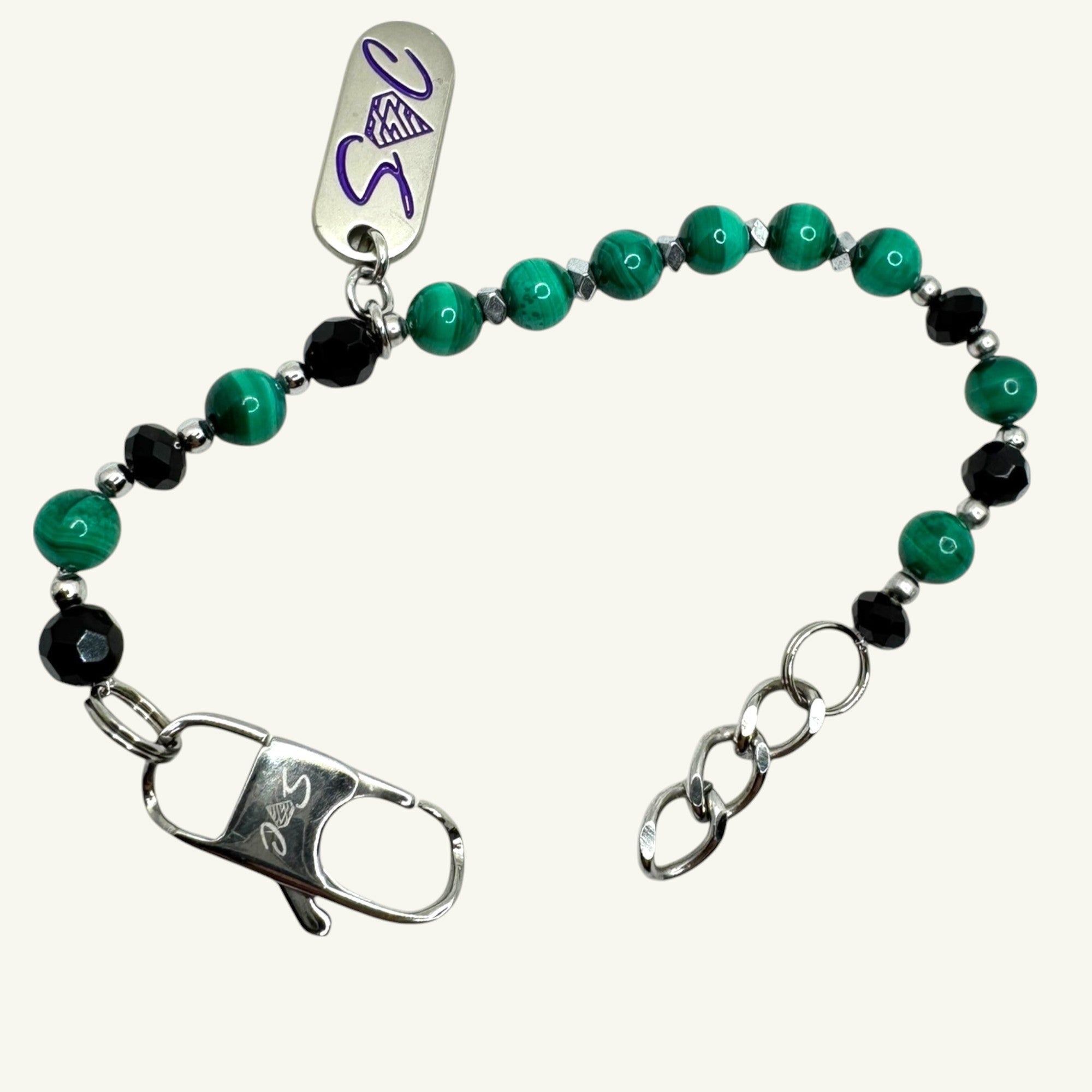 Bracciale malachite 6x6 Sharifa Crystals