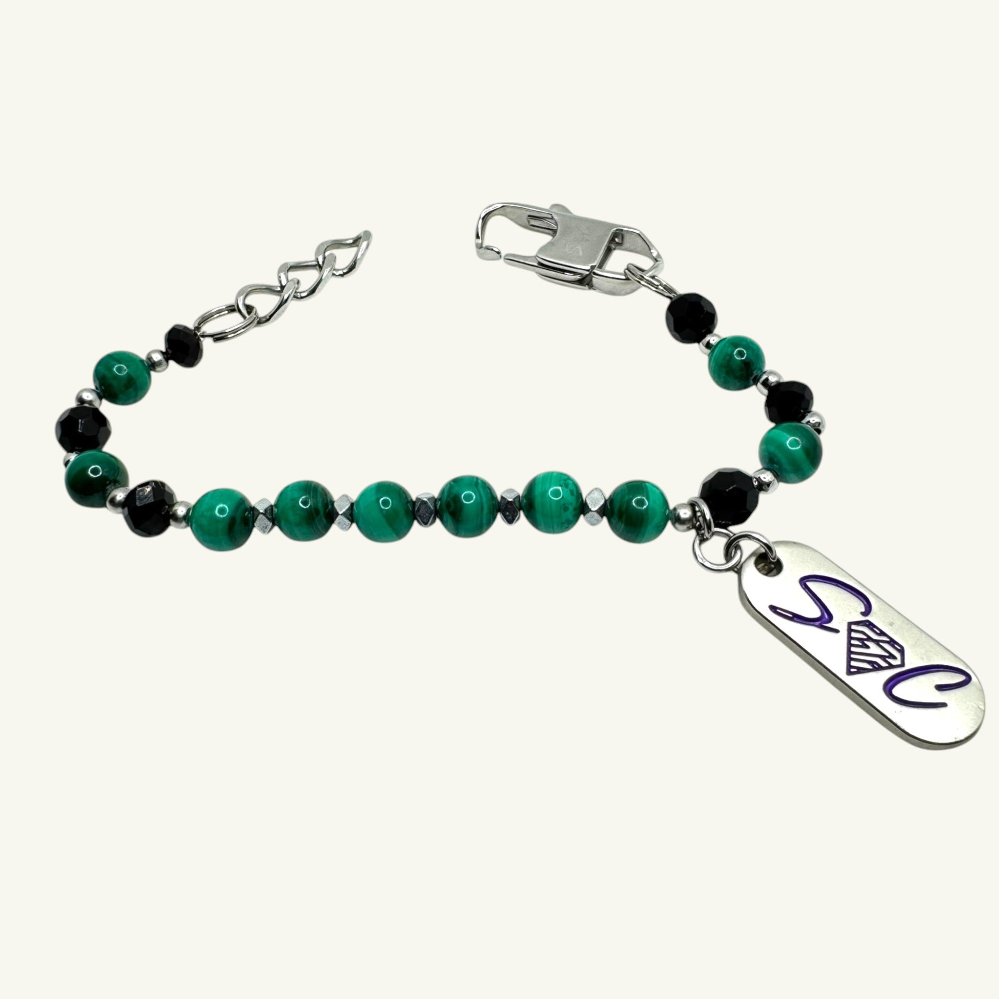 Bracciale malachite 6x6 Sharifa Crystals