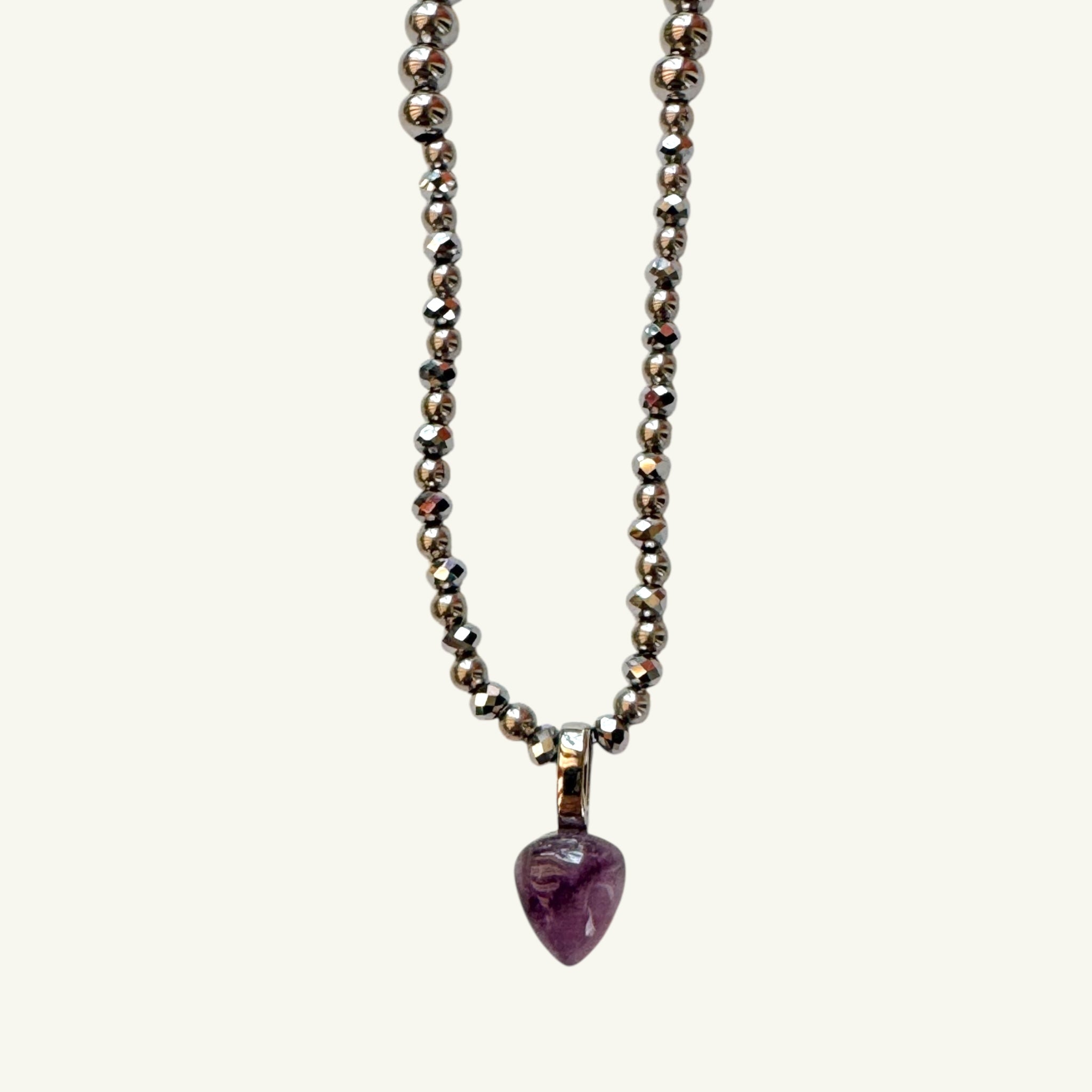 Collana goccia di ametista 13x11 mm Sharifa Crystals