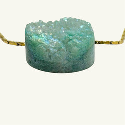 Collana punto luce drusa agata verde oro Sharifa Crystals