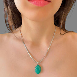 Collana agata verde 24x18 mm Sharifa Crystals