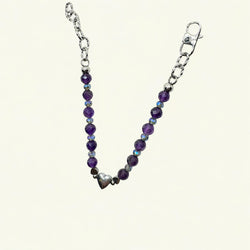 Bracciale Ametista, Cristallo Blu ed Ematite con Cuori Sharifa Crystals
