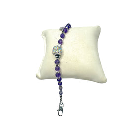 Bracciale in Ametista Sfacettata con Punto Luce Cristallo AB Sharifa Crystals