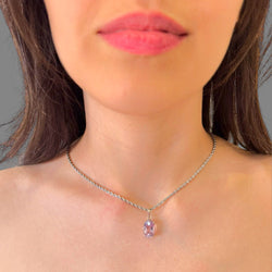 Collana ametista sfaccettata 13x10 mm arg950 Sharifa Crystals