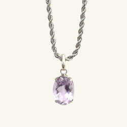 Collana ametista sfaccettata 13x10 mm arg950 Sharifa Crystals