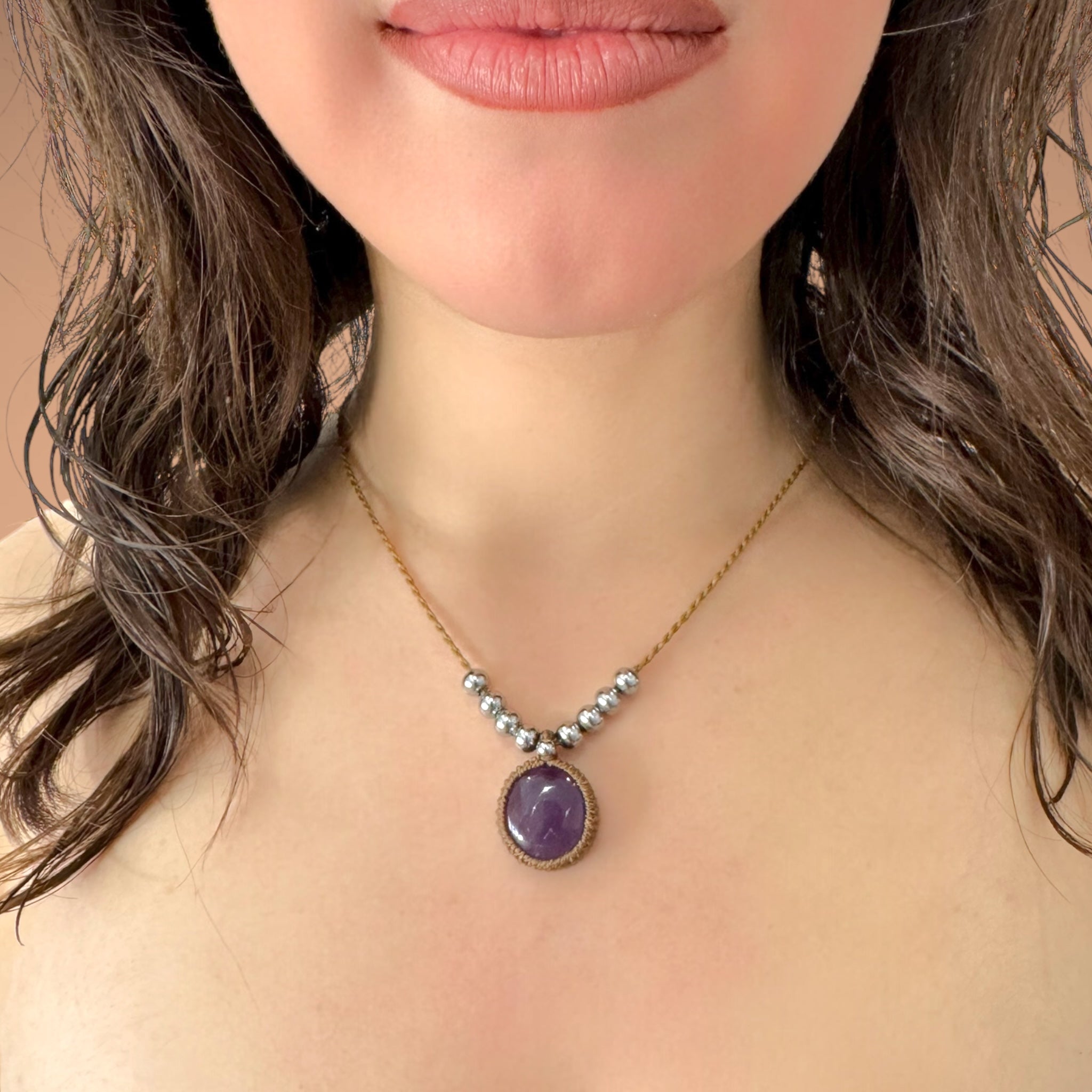 Collana ametista 20x20mm Sharifa Crystals