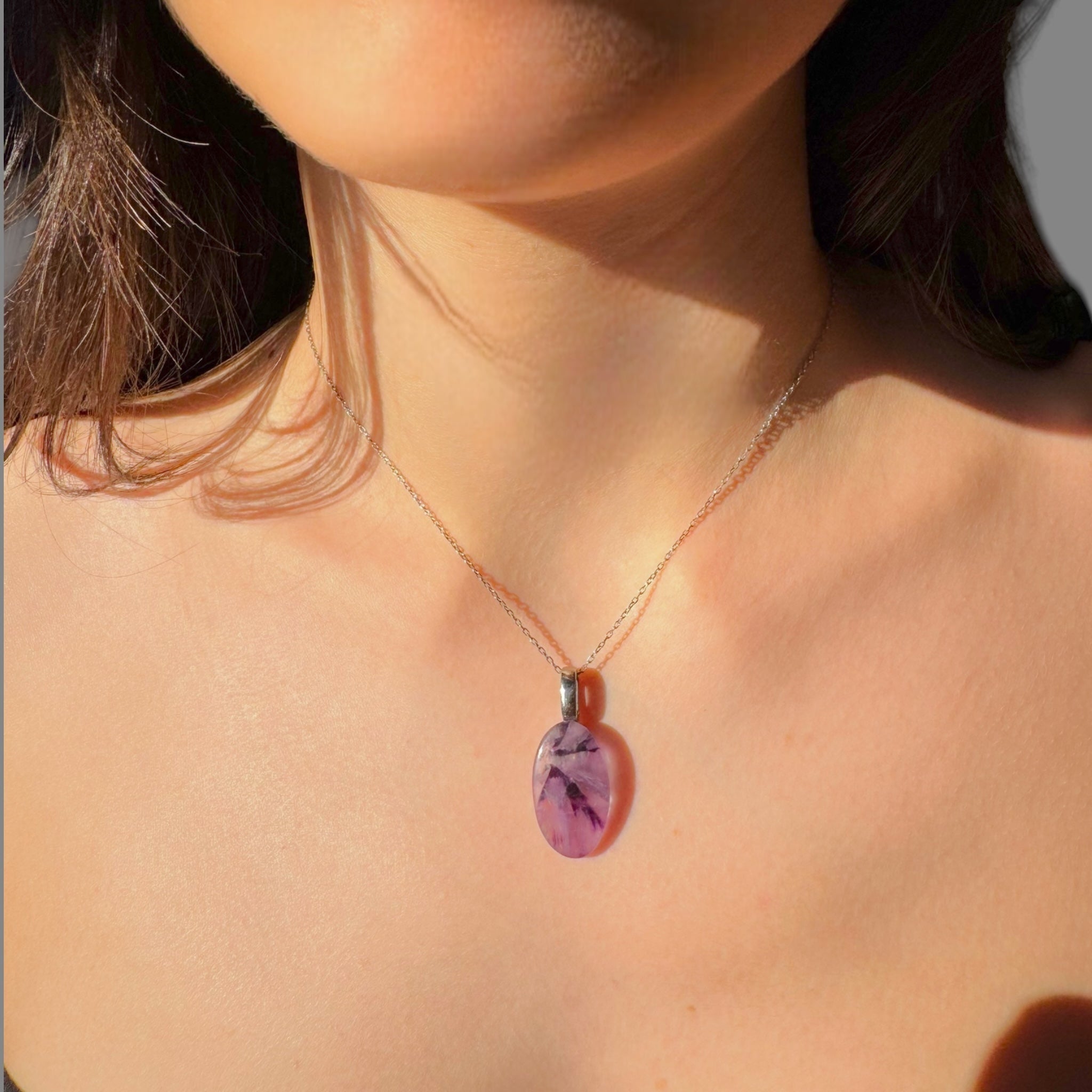 Collana ametista ovale 24x14 mm Sharifa Crystals