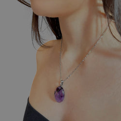 Collana ametista ovale 26x19 mm Sharifa Crystals