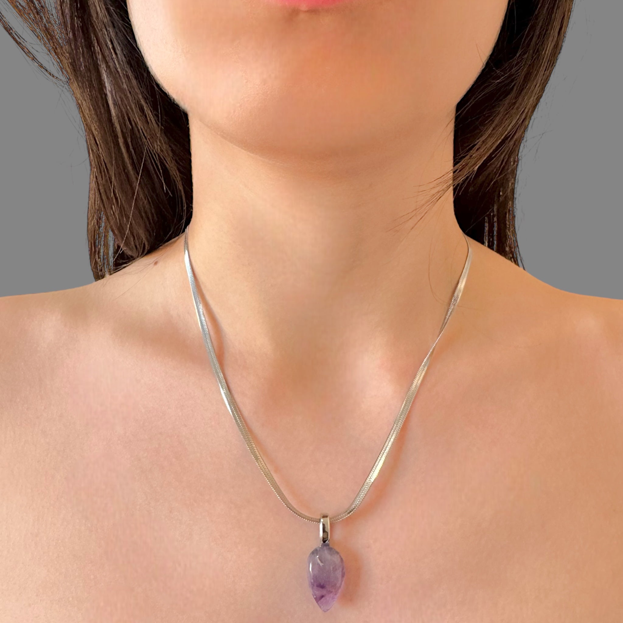 Collana ametista 19x13 mm Sharifa Crystals