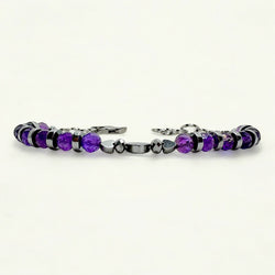 Bracciale Ametista Sfaccettata con Cuori in Ematite Sharifa Crystals