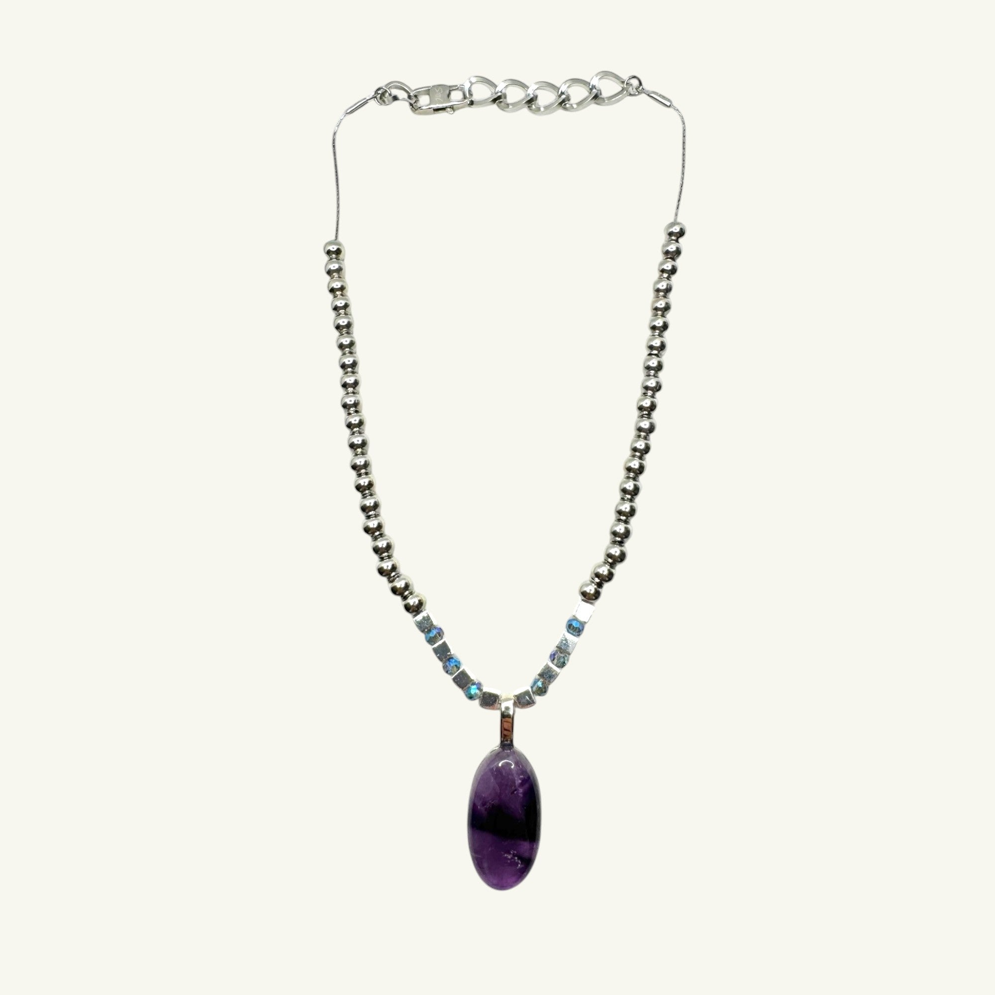 Collana ametista ovale 22x15 mm Sharifa Crystals