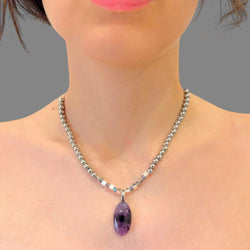Collana ametista ovale 22x15 mm Sharifa Crystals