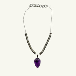Collana ametista goccia 25x17mm Sharifa Crystals