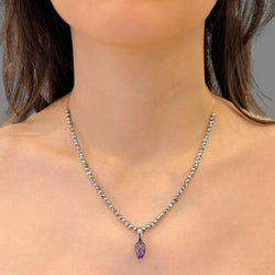 Collana ametista goccia 12x7 mm Sharifa Crystals