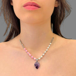 Collana ametista goccia 20x15mm Sharifa Crystals