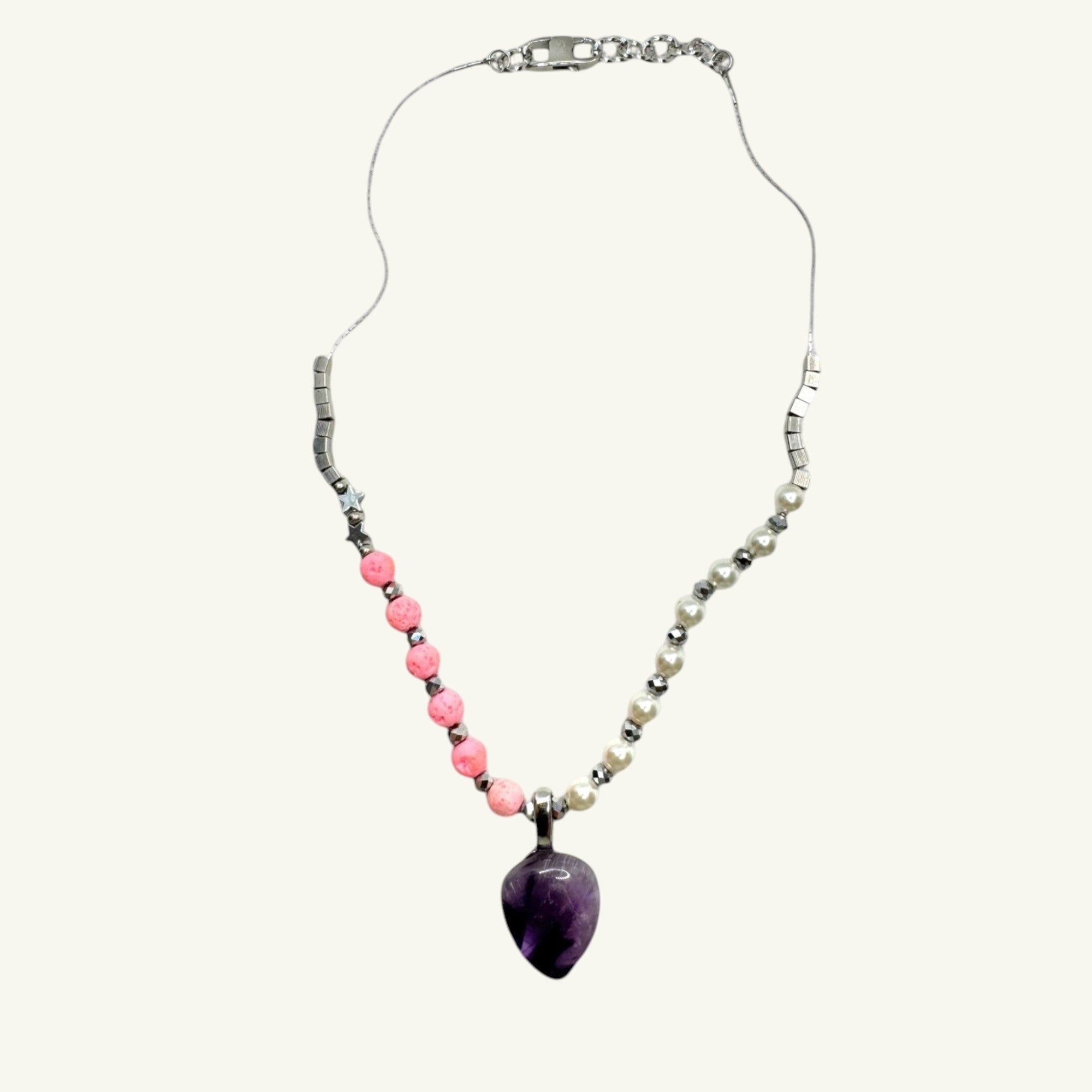 Collana ametista goccia 20x15mm Sharifa Crystals