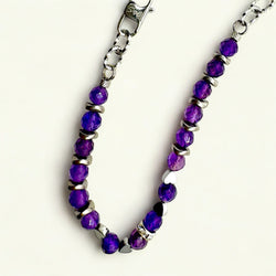 Bracciale Ametista Sfaccettata, Ematite e Punto Luce Sharifa Crystals