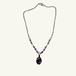 Collana ametista ovale 14x10 mm Sharifa Crystals