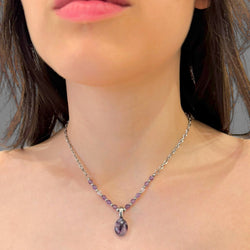 Collana ametista ovale 14x10 mm Sharifa Crystals